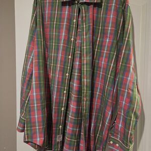 Peter Millar Red and Green Plaid Men's Shirt